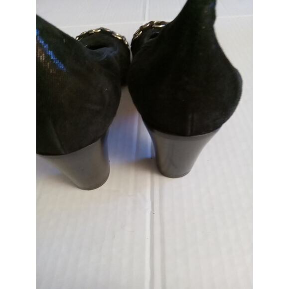 AGL Women's Size 8.5 Black Metallic Shimmer Cap Toe Pumps Made in Italy - Picture 6 of 11